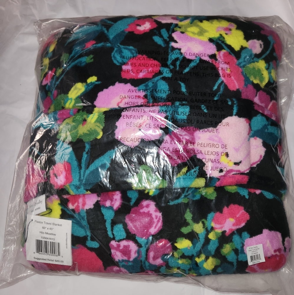 Vera Bradley Travel Fleece Blanket 60×45 Hilo Meadow